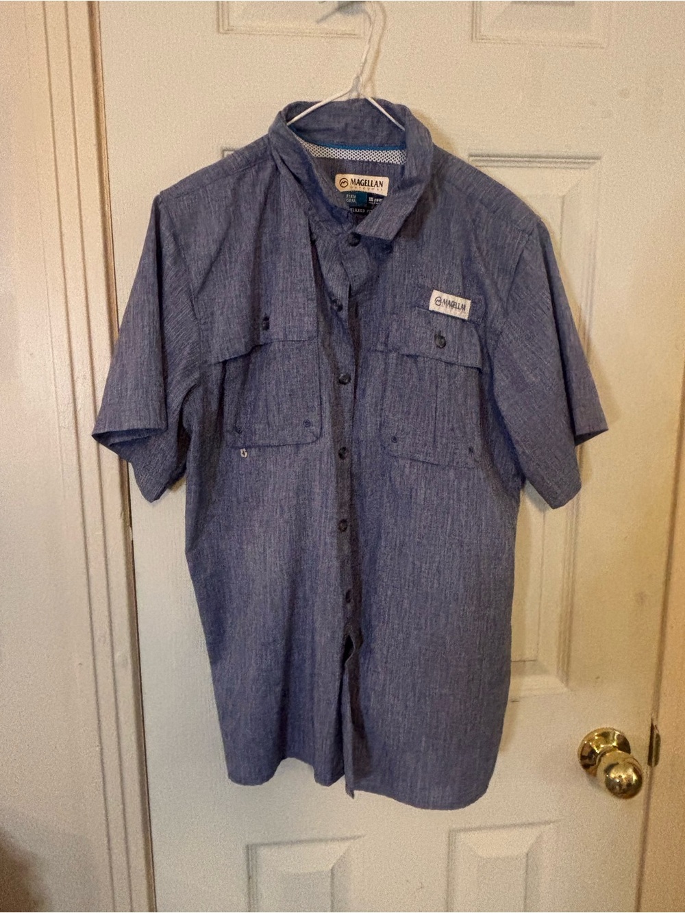 Magellan Outdoors Blue Short-Sleeve Button-Down Shirt for Kids